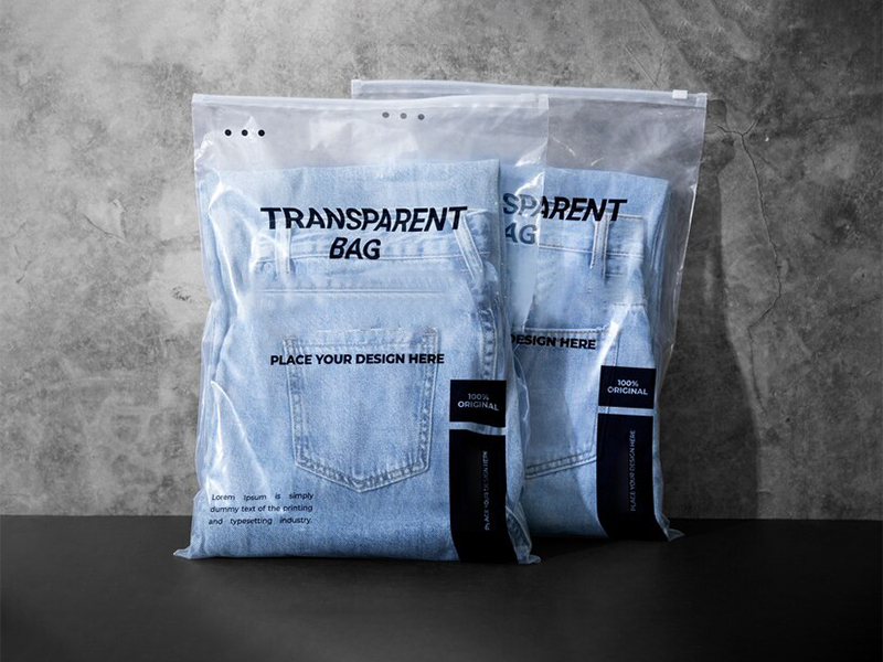 Custom transparent zipper bags for clothing packaging