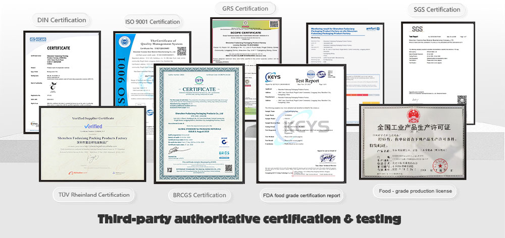 Alt text: FDXPACK Factory Production Line with Certifications