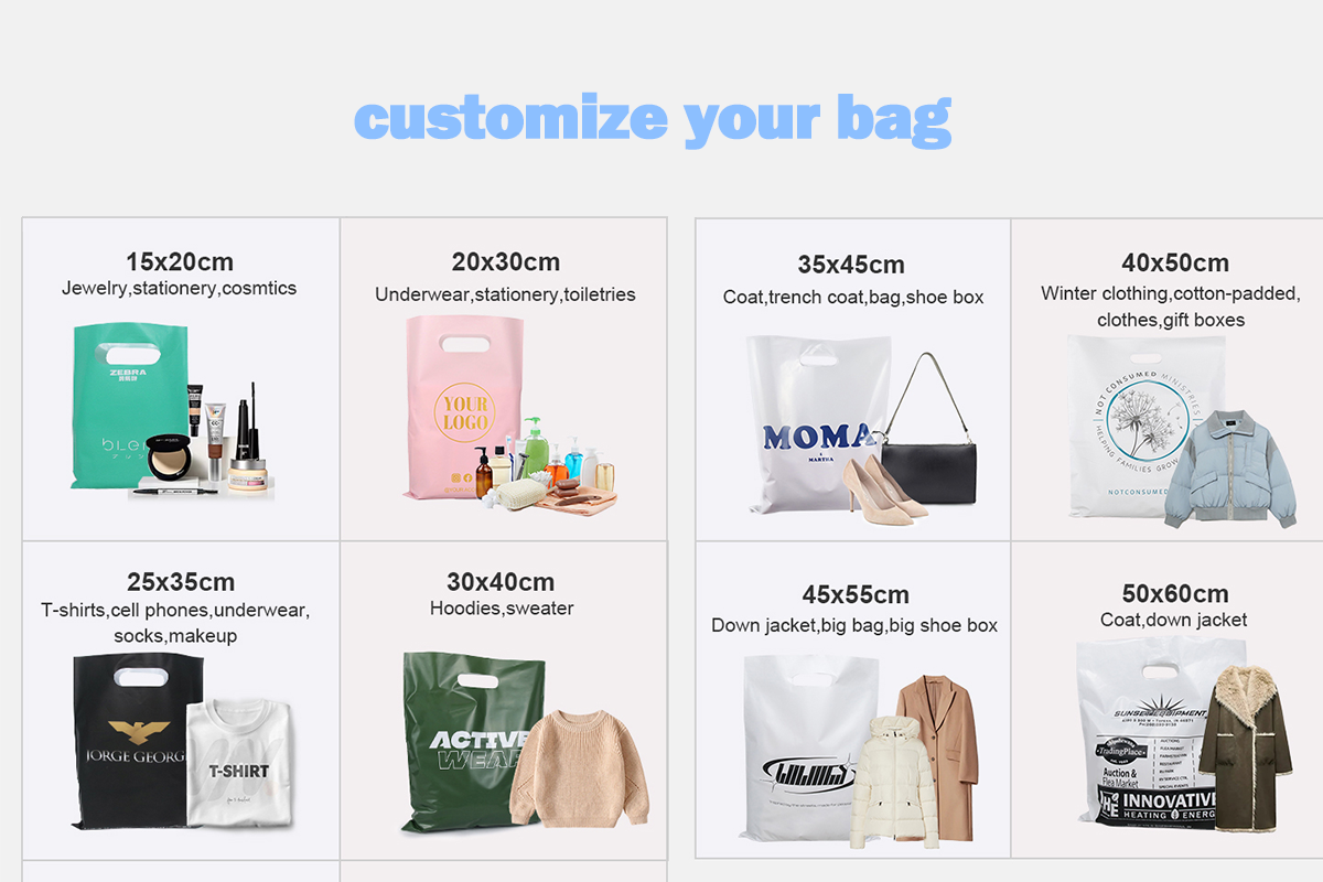 Eco-friendly die-cut handle bags in various sizes
