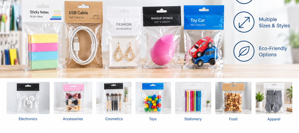 Custom header bags for retail packaging