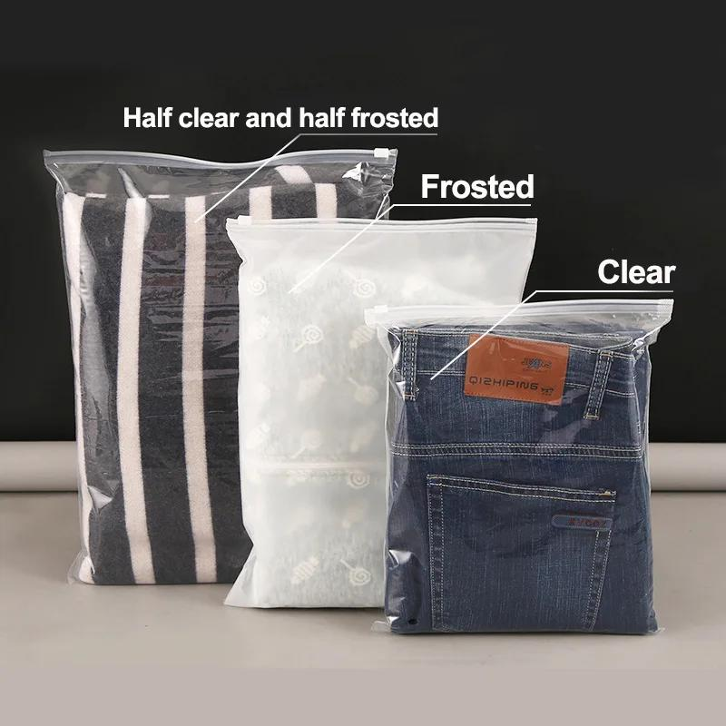 Comparison of PE, mono-PE and PCR PE resealable plastic packaging bags with different material options.